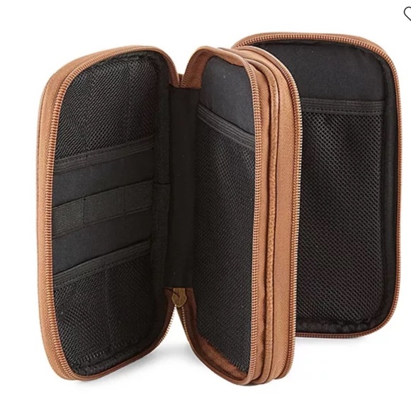 Frye and Co. vintage cognac vegan leather tech storage case 2 NIB - Picture 2 of 4